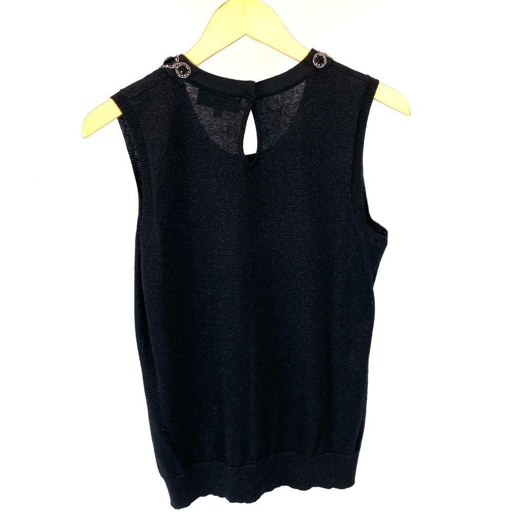 Jones NY black jeweled neck sleeveless sweater - M - Picture 4 of 12